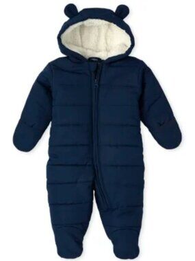 The Children's Place NWOT Navy Quilted Sherpa-Lined One-Piece Snowsuit | 3-6mo